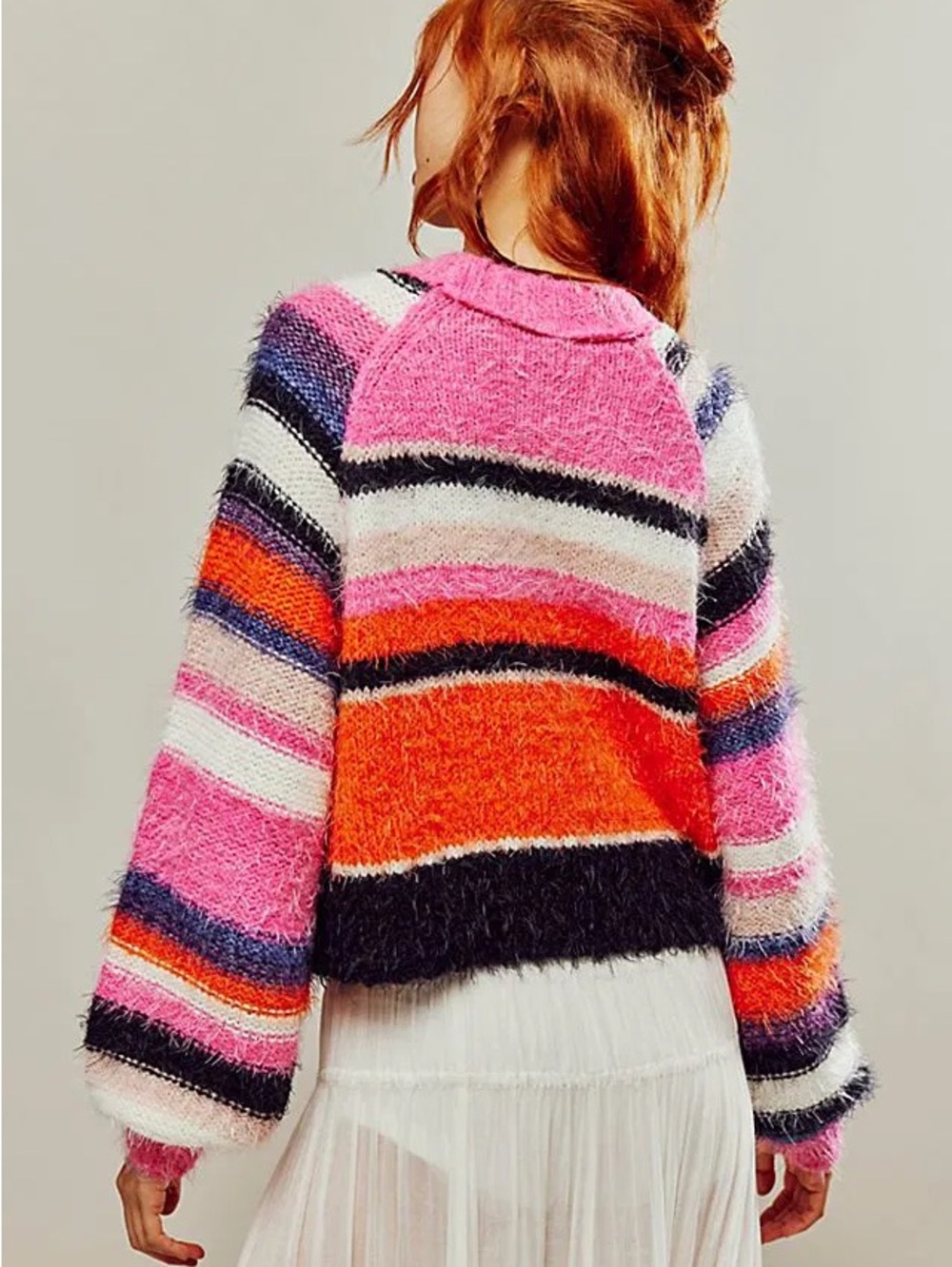 FREE PEOPLE snowbird sweater shaggy colorful striped top / XS